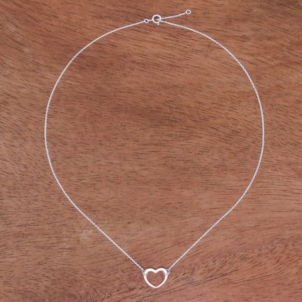 Alternate image for Rose Gold Accented Sterling Silver Heart Necklace Big Heart