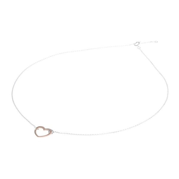 Alternate image for Rose Gold Accented Sterling Silver Heart Necklace Big Heart