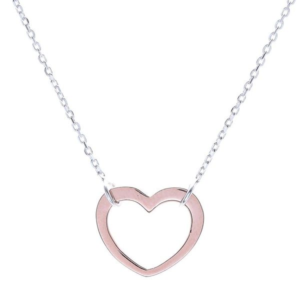 Alternate image for Rose Gold Accented Sterling Silver Heart Necklace Big Heart
