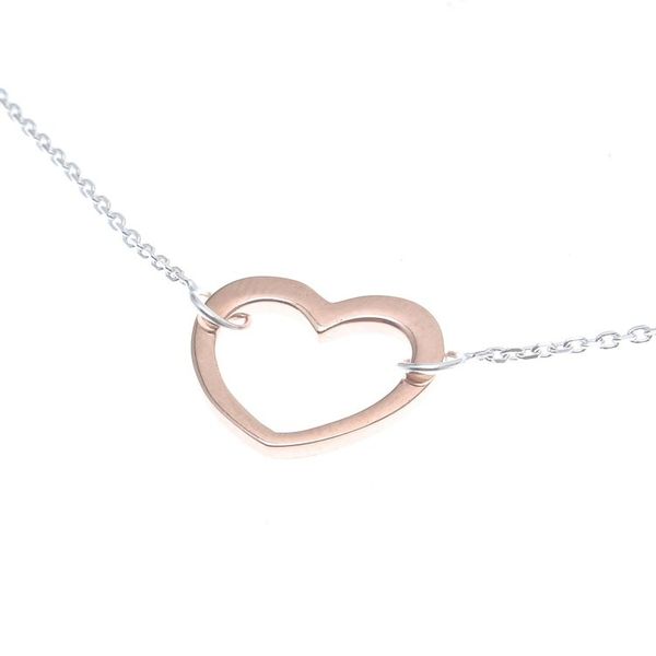 Alternate image for Rose Gold Accented Sterling Silver Heart Necklace Big Heart