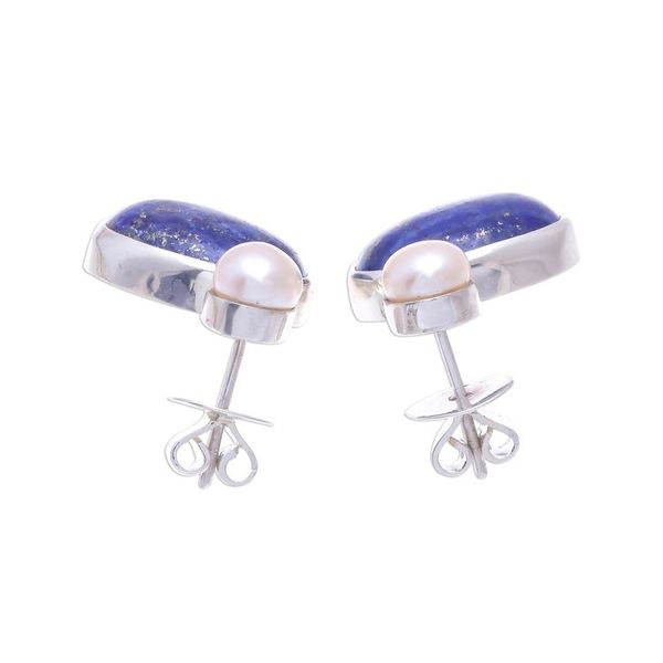 Alternate image for Lapis Lazuli and Cultured Pearl Drop Earrings from Thailand Star and Moon