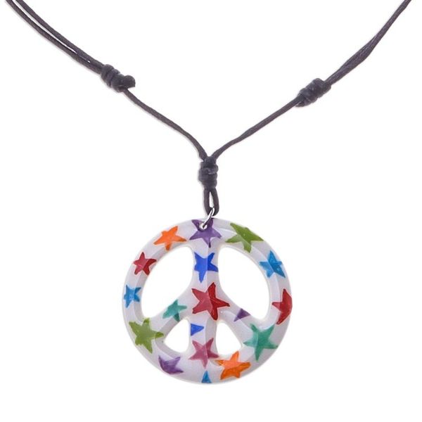 Alternate image for Star Motif Ceramic Peace Pendant Necklace from Thailand Star Child