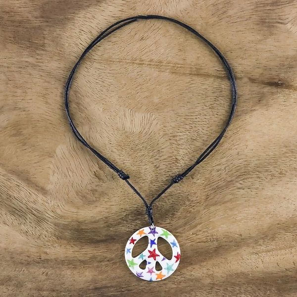 Alternate image for Star Motif Ceramic Peace Pendant Necklace from Thailand Star Child