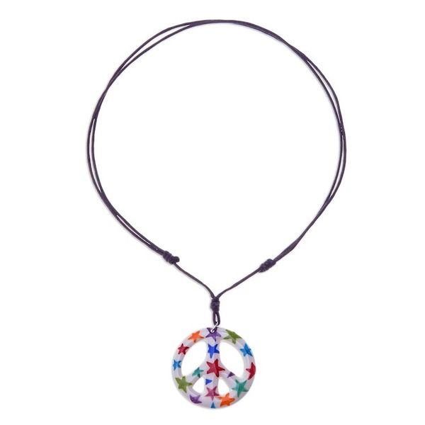 Alternate image for Star Motif Ceramic Peace Pendant Necklace from Thailand Star Child
