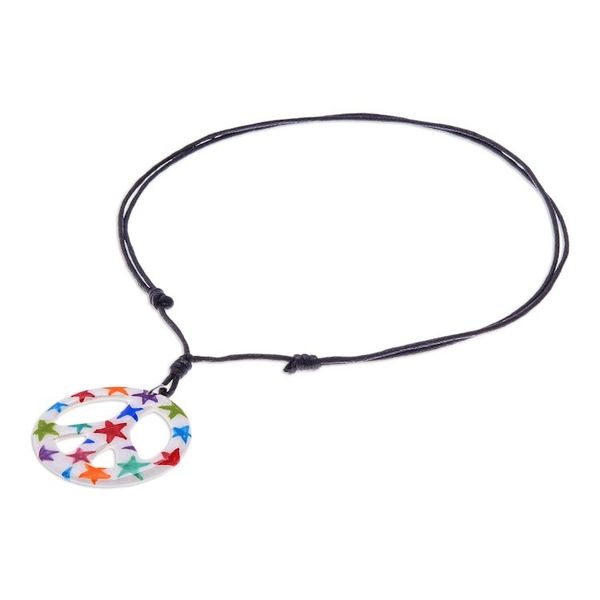 Alternate image for Star Motif Ceramic Peace Pendant Necklace from Thailand Star Child
