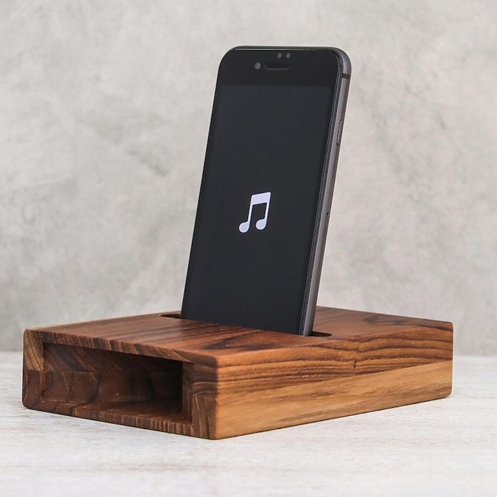 Double Teak Wood Phone Speaker from Thailand 'Teak Surround-Sound'