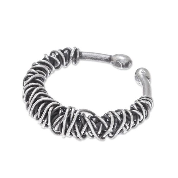 Alternate image for Combination Finish Sterling Silver Wrap Ring from Thailand Dark Thai Spindle