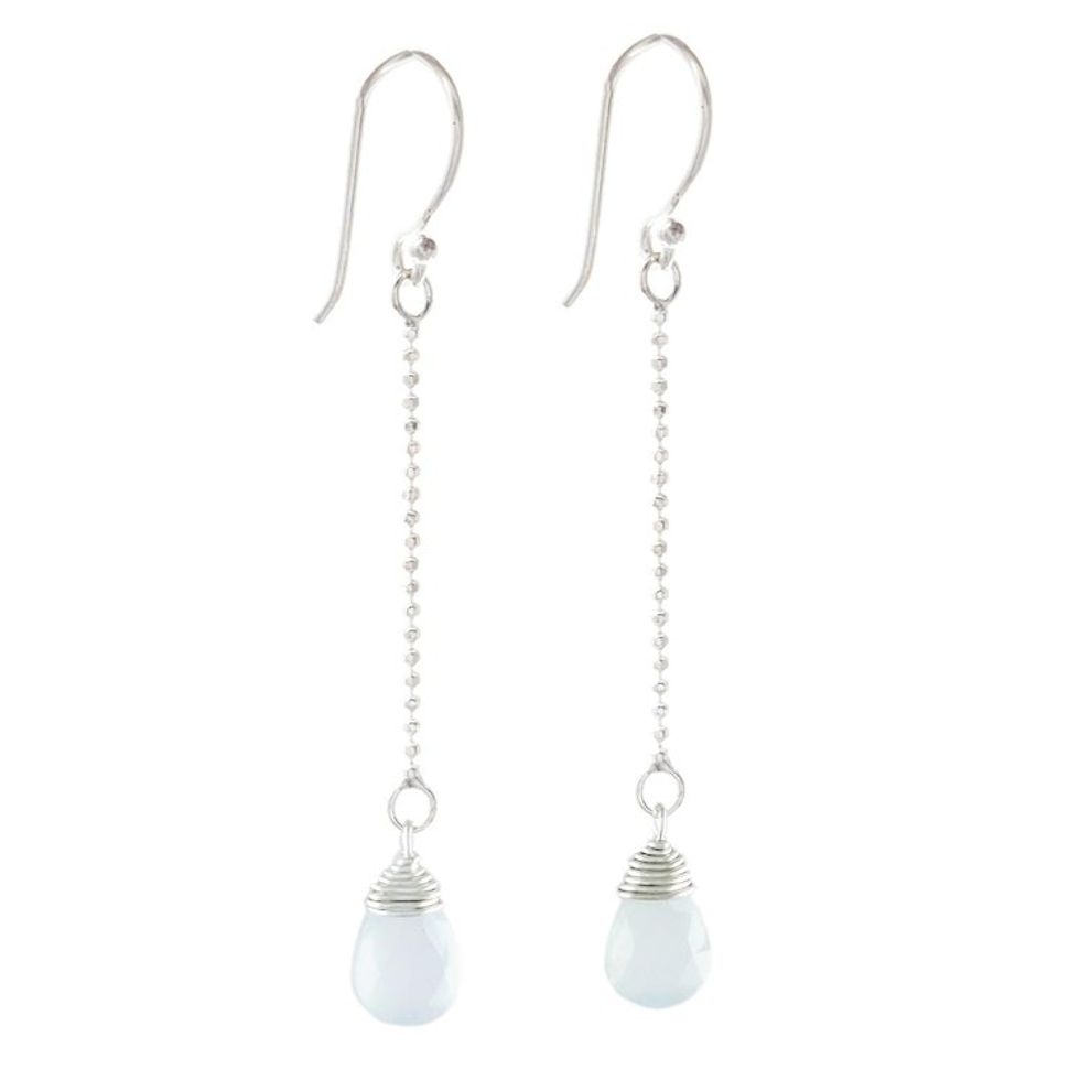 Faceted Blue Chalcedony Dangle Earrings from Thailand 'Gala Sparkle in Blue'