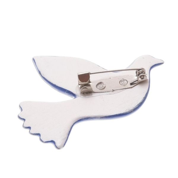 Alternate image for Blue Floral Ceramic Dove Brooch from Thailand Midnight Dove