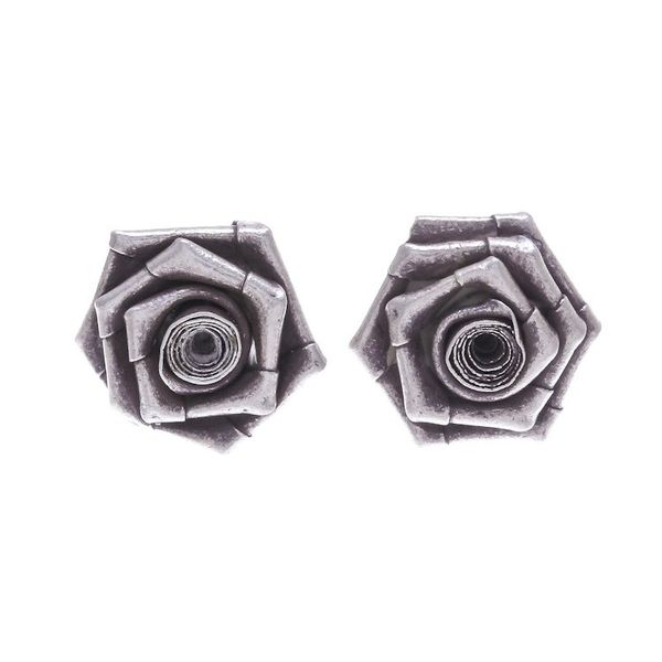 Alternate image for Thai Karen Hill Tribe Silver Flower Earrings Origami Rose