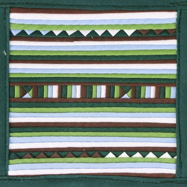 Alternate image for Striped Green Blue Brown Cotton Blend Coasters Set of 6 Lively Lahu in Emerald