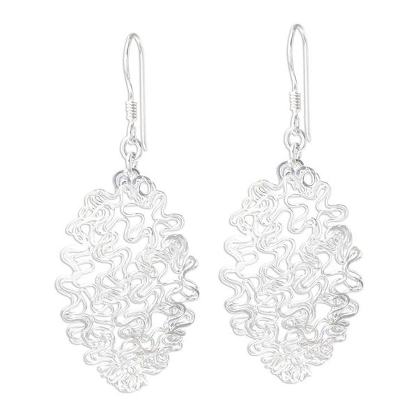 Alternate image for Sterling Silver Twisted and Coiled Wire Oval Dangle Earrings Opulent Chaos