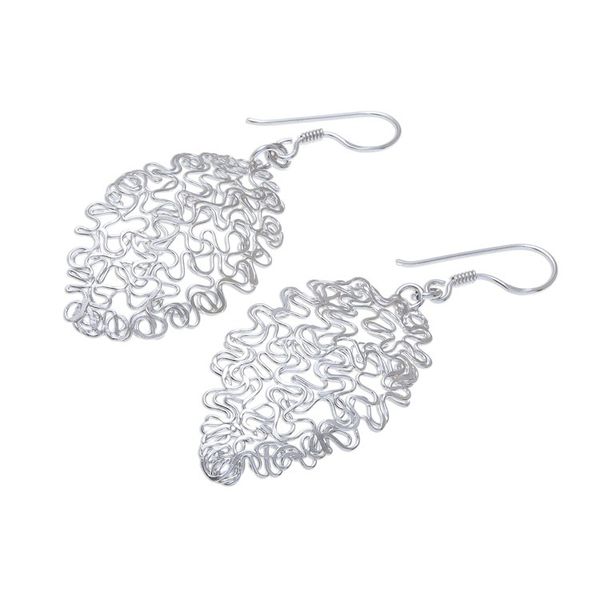 Alternate image for Sterling Silver Twisted and Coiled Wire Oval Dangle Earrings Opulent Chaos