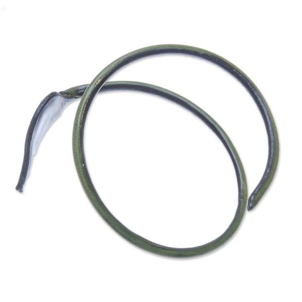 Alternate image for Leaf-Themed Leather Wrap Bracelet in Olive from Thailand Heart Leaf in Olive