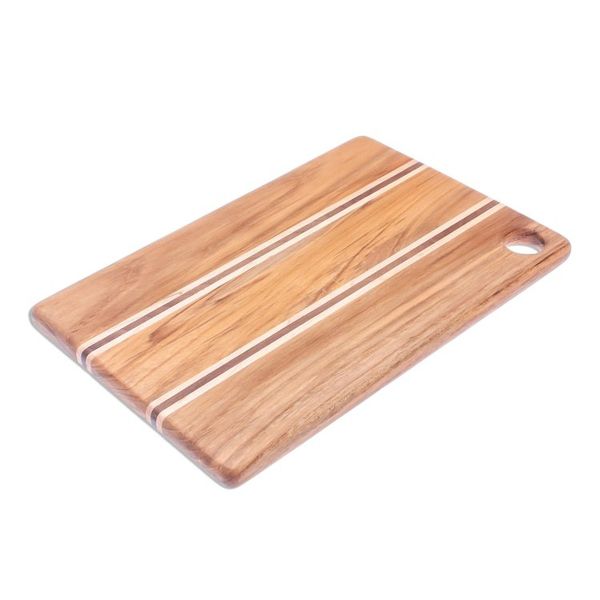 Alternate image for Striped Teak Wood Cutting Board Crafted in Thailand Stylish Chef