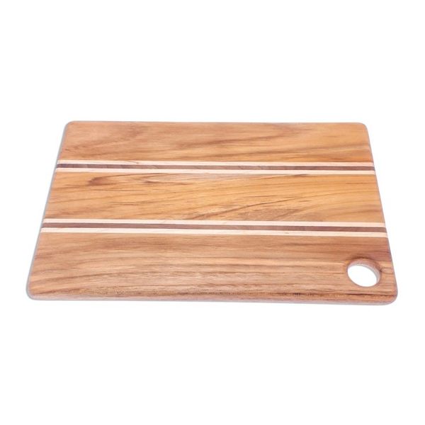 Alternate image for Striped Teak Wood Cutting Board Crafted in Thailand Stylish Chef