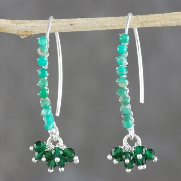 Alternate image for Amazonite Beaded Cluster Earrings from Thailand Dancing Gleam