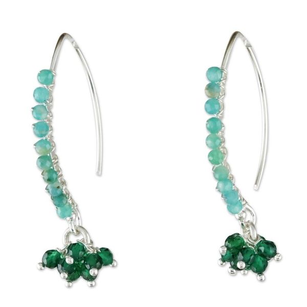 Alternate image for Amazonite Beaded Cluster Earrings from Thailand Dancing Gleam