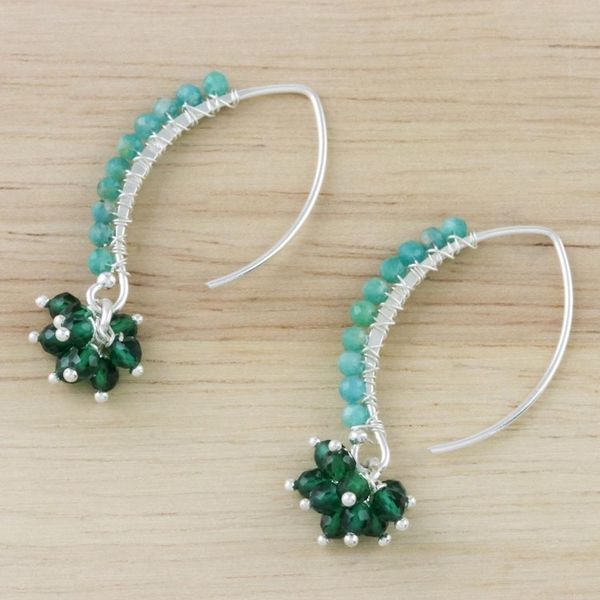 Alternate image for Amazonite Beaded Cluster Earrings from Thailand Dancing Gleam
