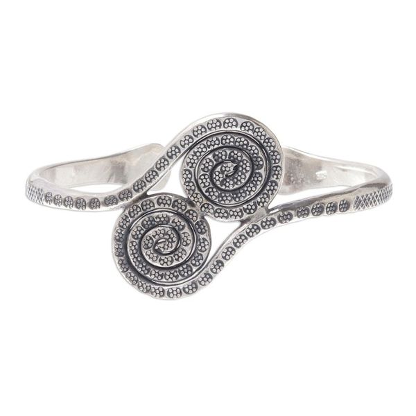 Alternate image for 950 Silver Hill Tribe Spiral Cuff Bracelet from Thailand Silver Spirals