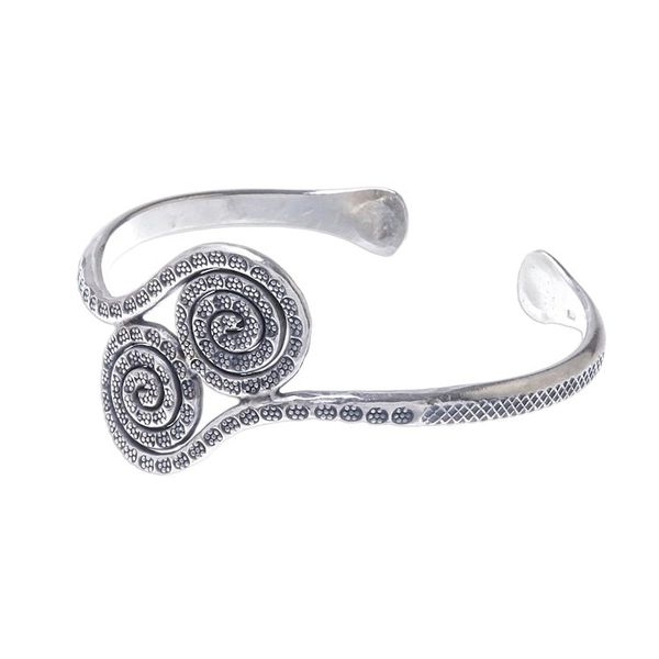 Alternate image for 950 Silver Hill Tribe Spiral Cuff Bracelet from Thailand Silver Spirals