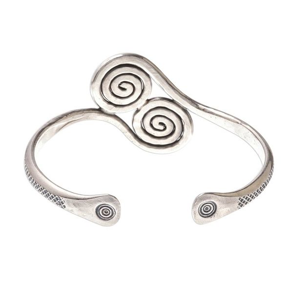 Alternate image for 950 Silver Hill Tribe Spiral Cuff Bracelet from Thailand Silver Spirals