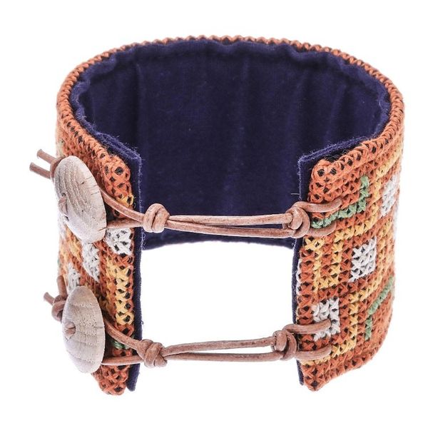 Alternate image for Hmong Cross Stitched Cotton Wristband Bracelet from Thailand Hmong Maze