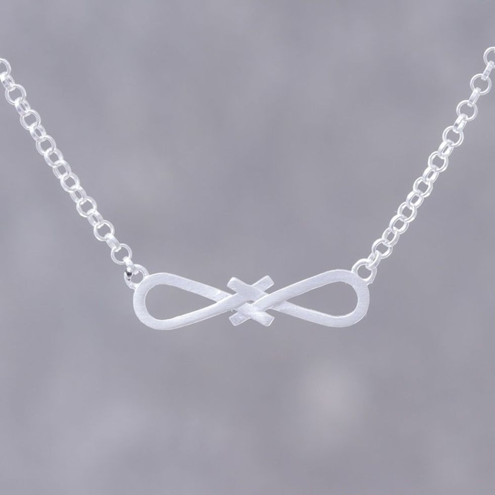 Sterling Silver Infinity Pendant Necklace from Thailand 'Interlinked Infinity'