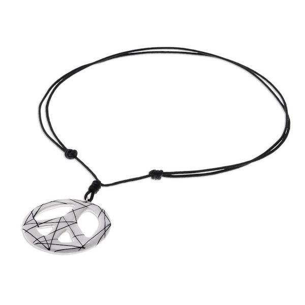 Alternate image for Hand-Painted Ceramic Peace Necklace in White from Thailand Bring Peace in White