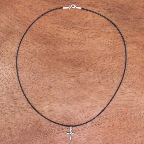 Alternate image for Artisan Crafted Thai Sterling Silver Cross Necklace with CZ Beacon Cross