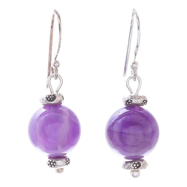 Alternate image for Amethyst Dangle Earrings from Thailand Violet Theme