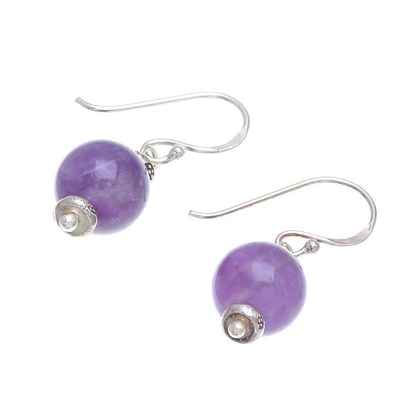 Alternate image for Amethyst Dangle Earrings from Thailand Violet Theme