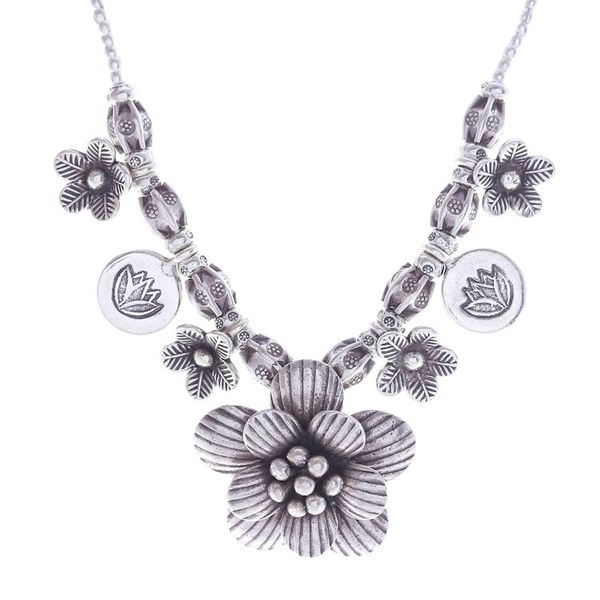 Alternate image for Hill Tribe Beaded Silver Flower Necklace Garden in Bloom