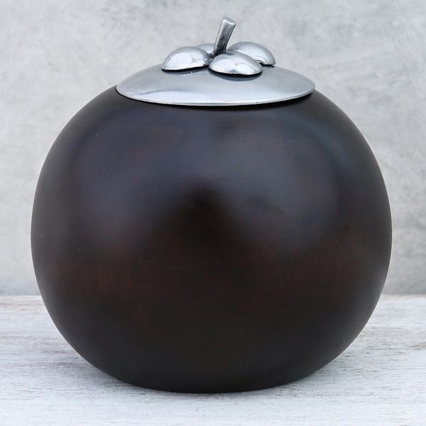 Alternate image for Fruit-Shaped Wood and Pewter Decorative Jar 4 in. The Mangosteen