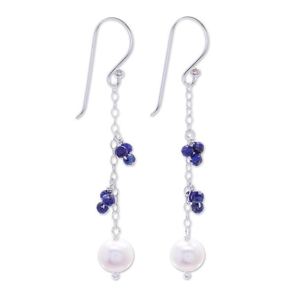 Alternate image for Lapis and Cultured Pearl Dangle Earrings Sweet Essence