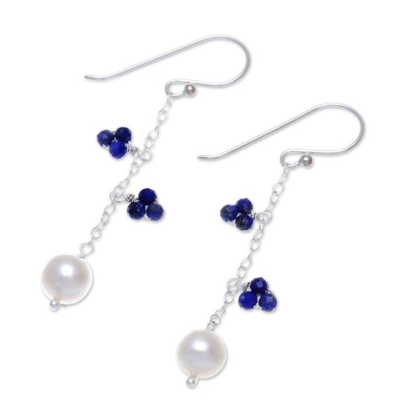 Alternate image for Lapis and Cultured Pearl Dangle Earrings Sweet Essence