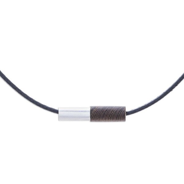 Alternate image for Mens Sterling Silver and Wood Pendant Necklace Cylindrical Balance