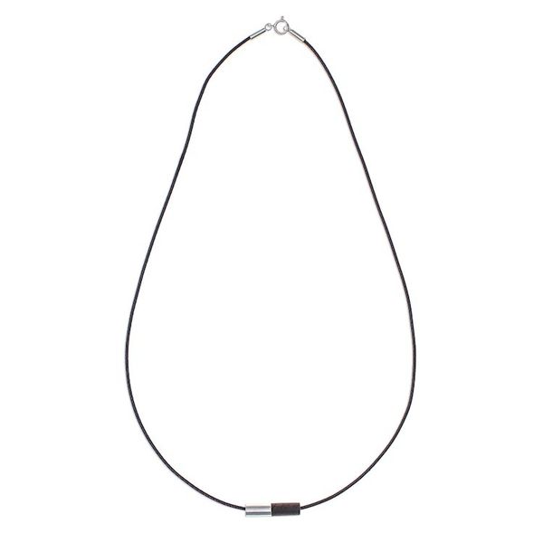 Alternate image for Mens Sterling Silver and Wood Pendant Necklace Cylindrical Balance