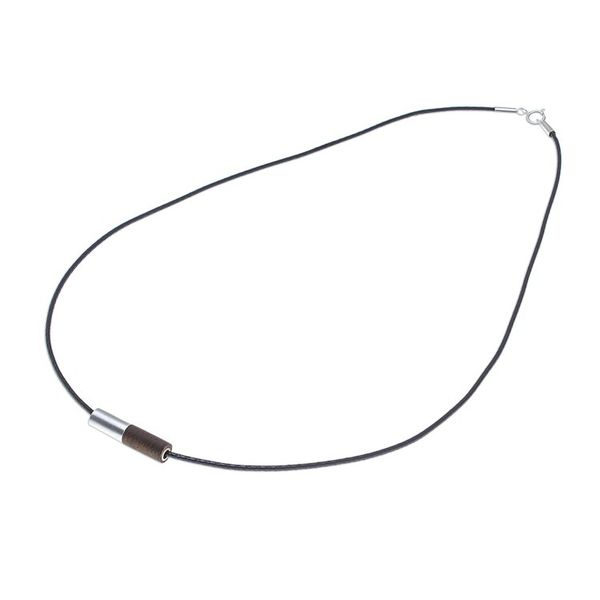 Alternate image for Mens Sterling Silver and Wood Pendant Necklace Cylindrical Balance
