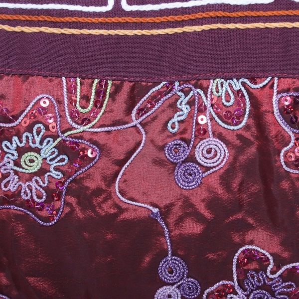 Alternate image for Black and Red Cotton with Floral Pattern Shoulder Bag Glittering Red Flower