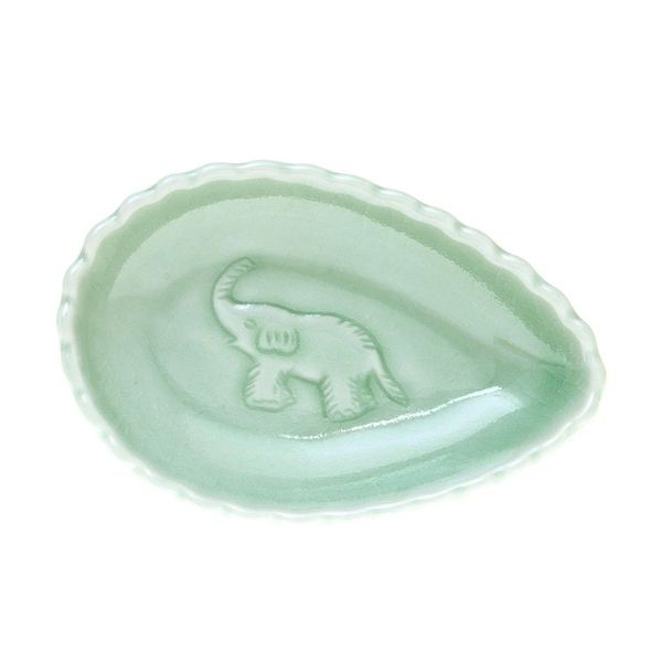 Alternate image for Elephant-Themed Celadon Ceramic Condiment Bowls Set of 4 Elephant Eggs