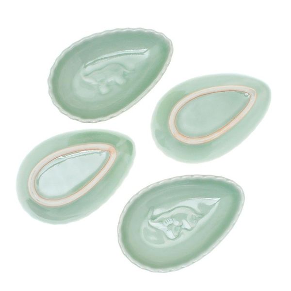 Alternate image for Elephant-Themed Celadon Ceramic Condiment Bowls Set of 4 Elephant Eggs
