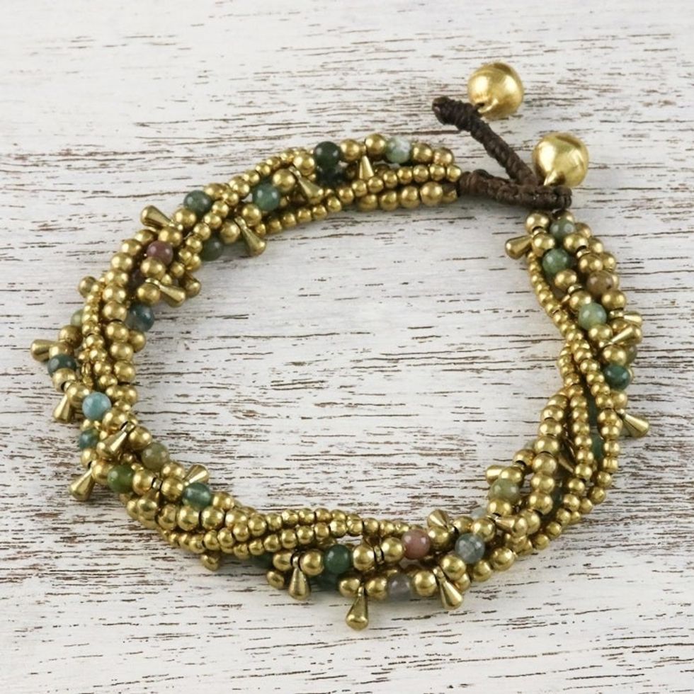Agate Beaded Torsade Bracelet from Thailand 'Happy Trip'