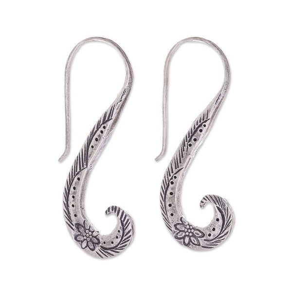 Alternate image for Floral Karen Silver Drop Earrings from Thailand Windy Spring
