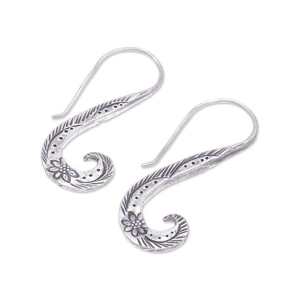 Alternate image for Floral Karen Silver Drop Earrings from Thailand Windy Spring