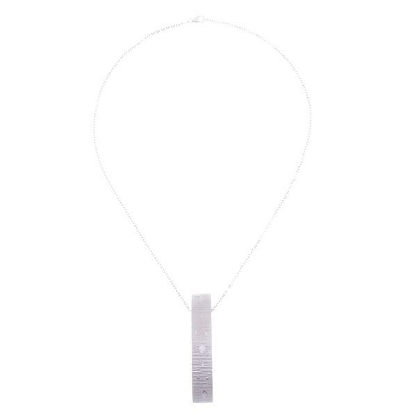 Alternate image for Sterling Silver and Wood Pendant Necklace 2.9 In. Modern Sliver