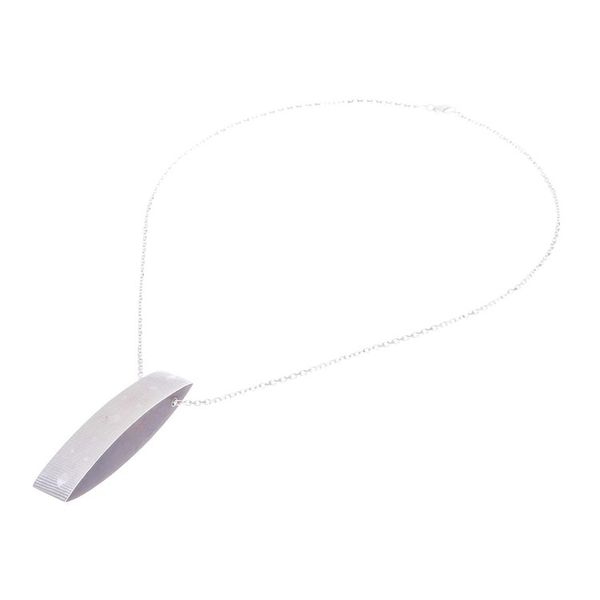 Alternate image for Sterling Silver and Wood Pendant Necklace 2.9 In. Modern Sliver