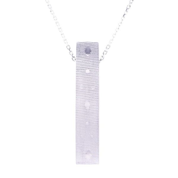 Alternate image for Sterling Silver and Wood Pendant Necklace 2.9 In. Modern Sliver