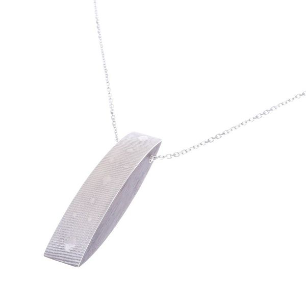 Alternate image for Sterling Silver and Wood Pendant Necklace 2.9 In. Modern Sliver