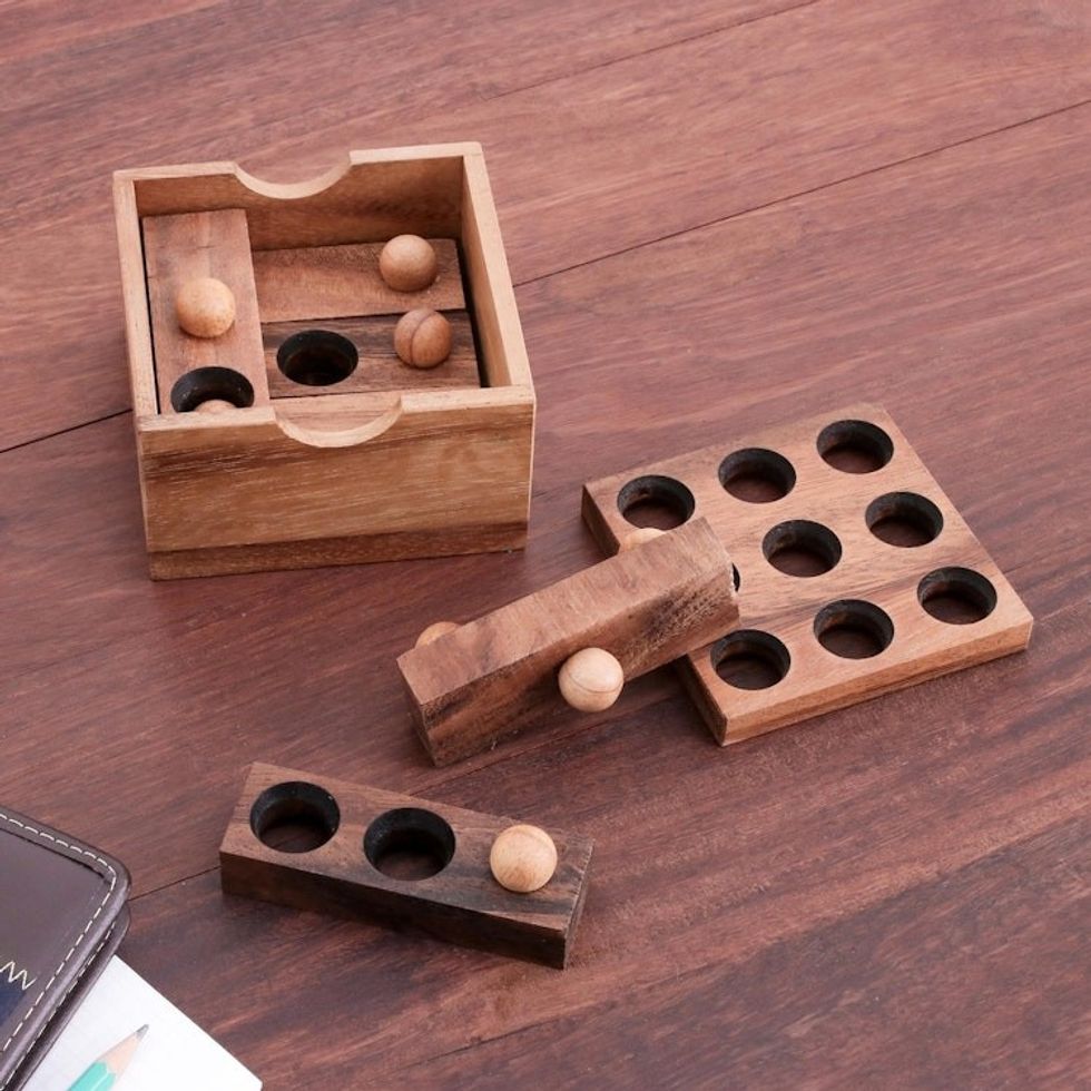 Raintree Wood Block Puzzle Crafted in Thailand 'Game of Golf'